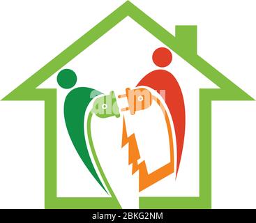 Illustration art of a couple connect plug logo with isolated background Stock Vector