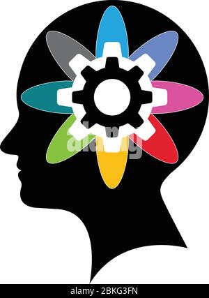 Illustration art of a brainpower logo with isolated background Stock Vector