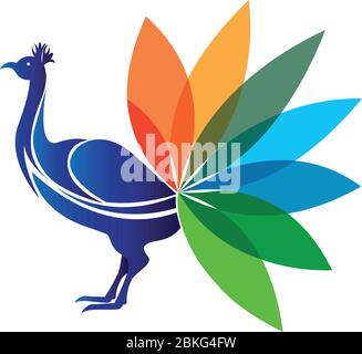 Illustration art of a peacock logo with isolated background Stock Vector