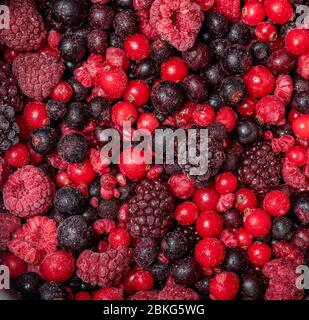 Assortment of frozen red fruits Stock Photo