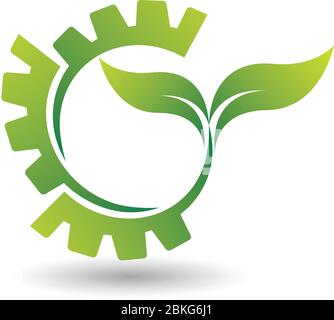 Illustration art of a Eco gear logo with isolated background Stock Vector