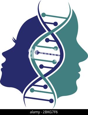 couple genetic face logo Stock Vector