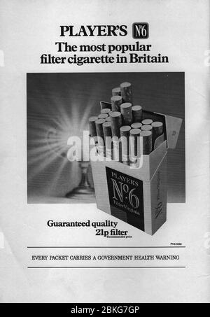 players no 6 cigarettes price Players No 6 Cigarette Advert from 1974 Stock Photo
