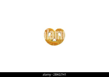 pretzel shaped butter cookie sprinkled with sugar isolated on white background, danish butter cookie, golden brown cookie, danish biscuit, pretzel but Stock Photo