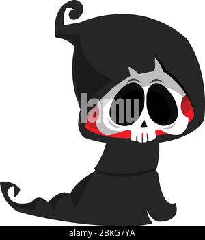 Angry cartoon grim reaper flying. Halloween death character ...