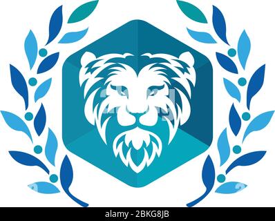 laurel wreath lion logo Stock Vector
