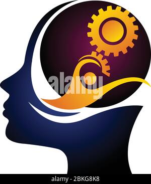 Illustration art of a mind gear logo with isolated background Stock Vector