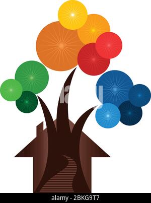 home and tree logo Stock Vector