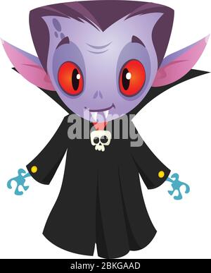 Cute cartoon vampire smiling. Vector illustration Stock Vector