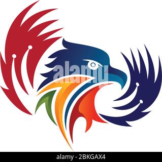 colorful eagle head logo Stock Vector