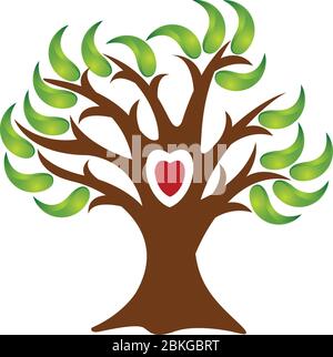 Illustration art of a love tree logo with isolated background Stock Vector