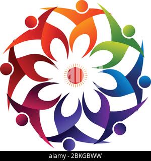 flower around peoples logo Stock Vector