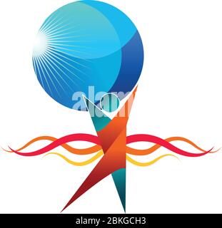 holding global logo Stock Vector