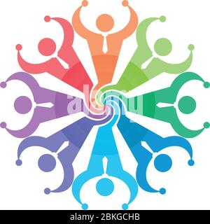 Illustration art of a people swirl around logo with isolated background Stock Vector