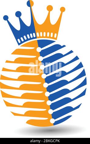 Illustration art of a crown on globe grown logo with isolated background Stock Vector