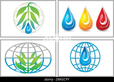 Global eco drops logo Stock Vector