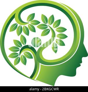 human head leaf logo Stock Vector