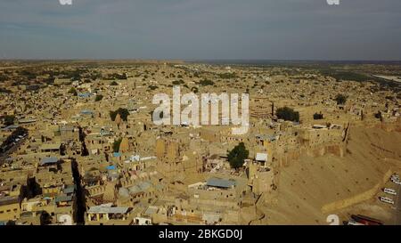 Aerial view of Jaisalmer, India. Jaisalmer is a former medieval Stock Photo