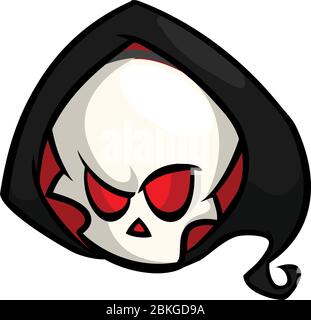 Scary cartoon grim reaper avatar. Skull avatar or logo Stock Vector