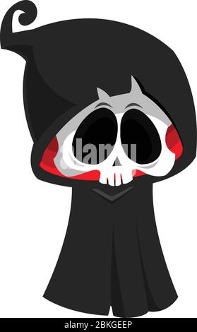 Angry cartoon grim reaper flying. Halloween death character ...
