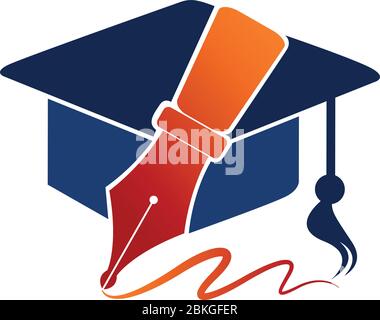 graduation pen logo Stock Vector