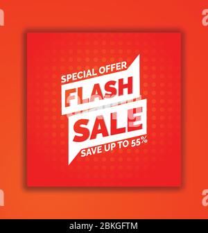 Social Media flash sale promotional banner template design, Flash Sale banner template design. Vector eps easy to edit Stock Vector