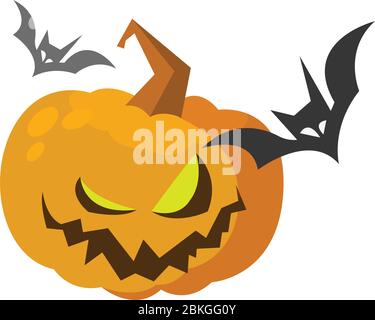 Cartoon illustration of a Jack-o-Lantern pumpkin curved Stock Vector