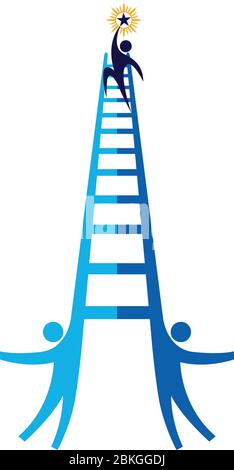 man support ladder logo Stock Vector