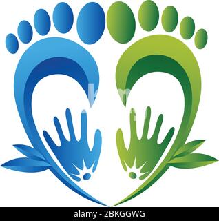 herbal foot massaging logo Stock Vector