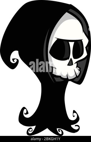 Angry cartoon grim reaper waving. Halloween death character illustration Stock Vector