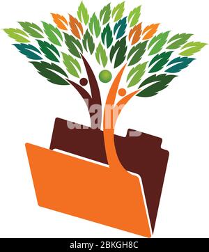folder tree couple logo Stock Vector