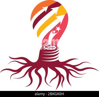 root growth lamp logo Stock Vector