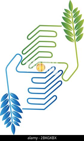 coins in hands logo Stock Vector