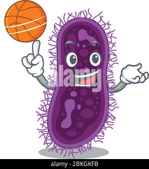 Gorgeous lactobacillus rhamnosus bacteria mascot design style with basketball Stock Vector