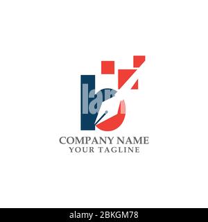 B Logo Pen concept. B Letter Design Vector Illustration Modern Monogram Icon. Stock Vector
