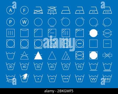 Laundry symbols icon set. Vector illustration, flat design. Stock Vector