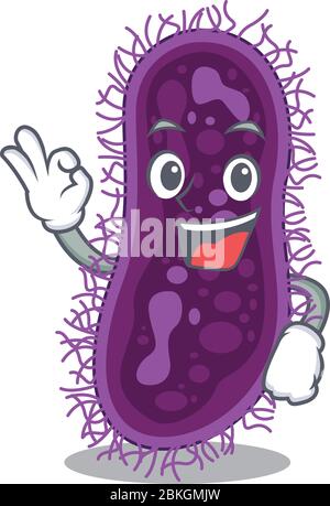 Lactobacillus rhamnosus bacteria mascot design style with an Okay gesture finger Stock Vector