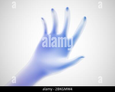 3D blue open palm offering something. Concept of charity, care and online support. Stock Vector