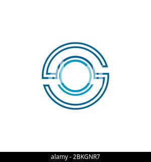 Initial letter S, OS graphic logo template, circle linear design concept, isolated on white background. Stock Vector