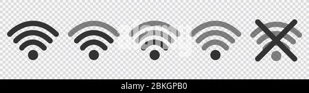 Wifi Wireless Wlan Internet Signal Flat Icons For Apps Or Websites - Isolated On Transparent Background. vector eps 10 Stock Vector