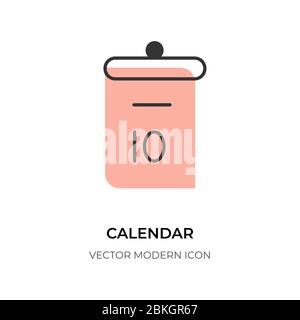 Flat line calendar icon. Simple shape logo as symbol reminder of date month. Pictogram black contour in modern style for event scheduler. Closeup of template day. Isolated on white vector illustration Stock Vector