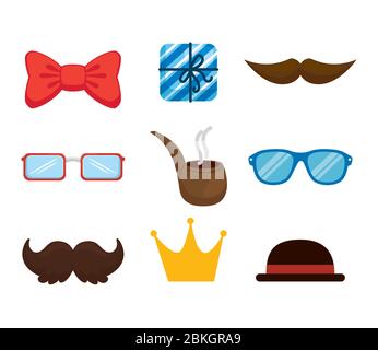 set of accessories hipster icons Stock Vector