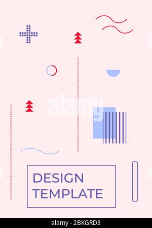 Geometric cover template vertical memphis closeup with space for text. Trendy style art element and different shape background. Great for magazine, pattern cover poster, banner. Vector illustration Stock Vector