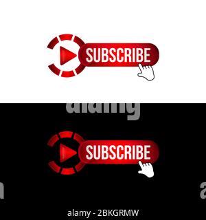 Subscribe button color with finger click cursor and shadow. Vector illustration Stock Vector