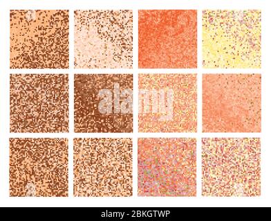 Abstract vector square pixel mosaic background set. Stock Vector