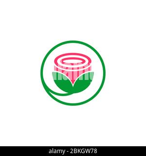 Rose flower graphic design concept template, isolated on white background. Stock Vector