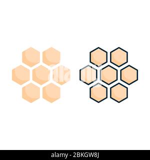 vector illustration hexagon puzzle toy icon or logo with flat and lineal color design style Stock Vector