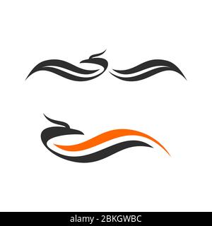 Abstract phoenix vector design concept template, isolated on white background. Stock Vector