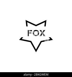 Fox head logo, star line design concept with editing space for text, isolated on white background. Stock Vector