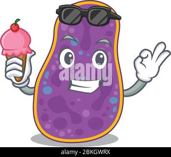 Cartoon design concept of shigella sp. bacteria having an ice cream Stock Vector